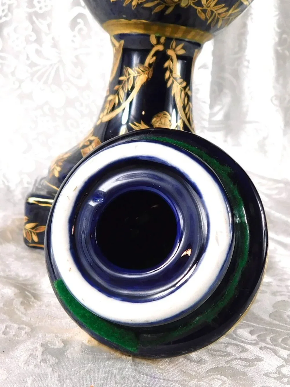 Big Blue Jar, Vase, or Urn with Angels # 27259